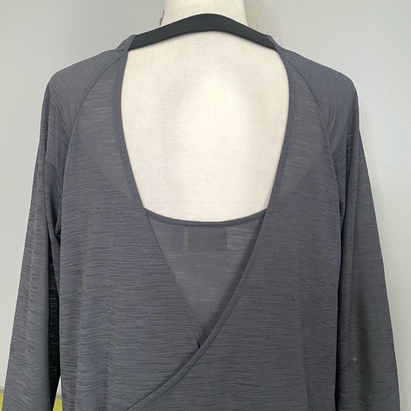 Athleta Gray Clarity Open Back Wrap Long Sleeve Top - Picture 6 of 6
